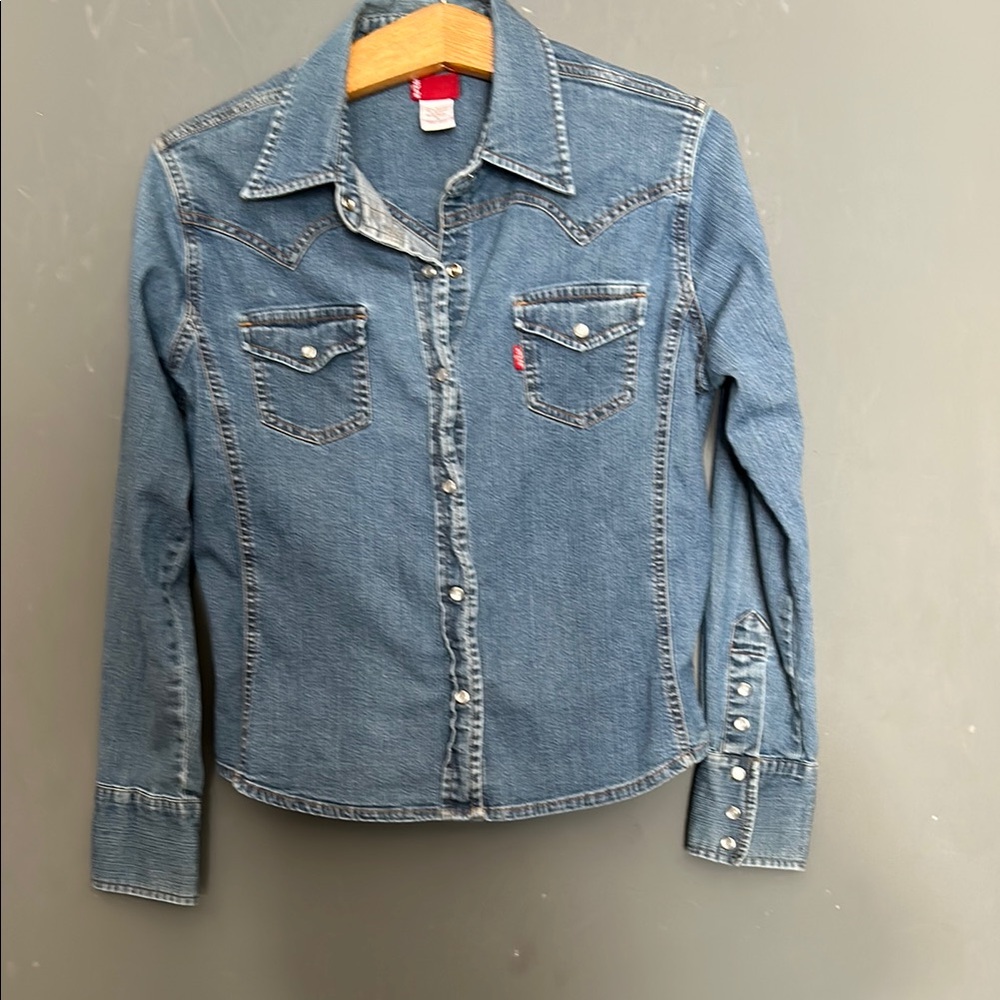 Levi's Blue Fitted Long Sleeve Button Down Shirt